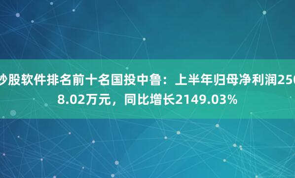 炒股软件排名前十名国投中鲁：上半年归母净利润2508.02万元，同比增长2149.03%