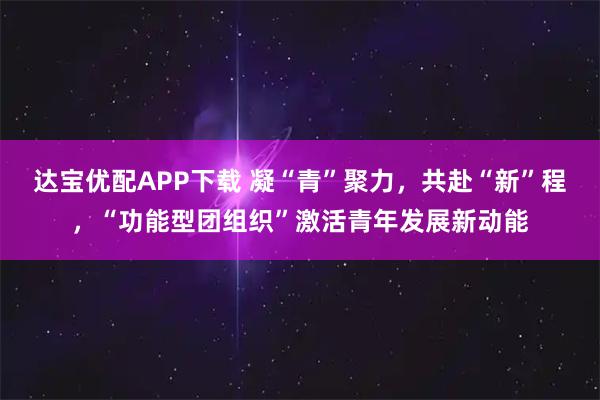 达宝优配APP下载 凝“青”聚力，共赴“新”程，“功能型团组织”激活青年发展新动能